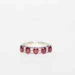 Anello Veretta In Oro Bianco 18 Kt Con Rubini e Dimanti