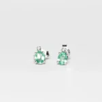 Orecchini In Oro Bianco 18 kt Con Smeraldi e Diamanti