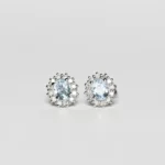 Orecchini in Oro Bianco 18 kt Con Acquamarina e Diamanti
